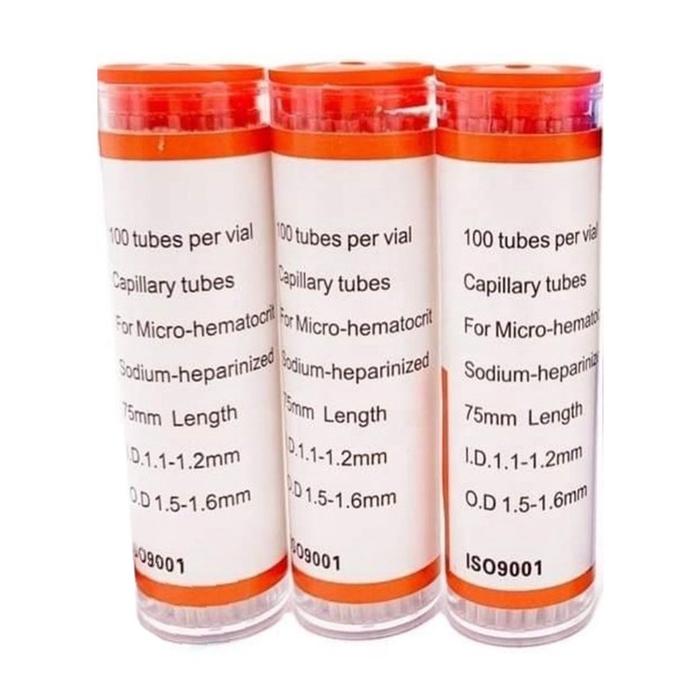 Isi 100 Tabung Pipa Kapiler Hematokrit Tabung Mikro Kapiler Hematokrit Tube Micro Haematocrit Pipa K