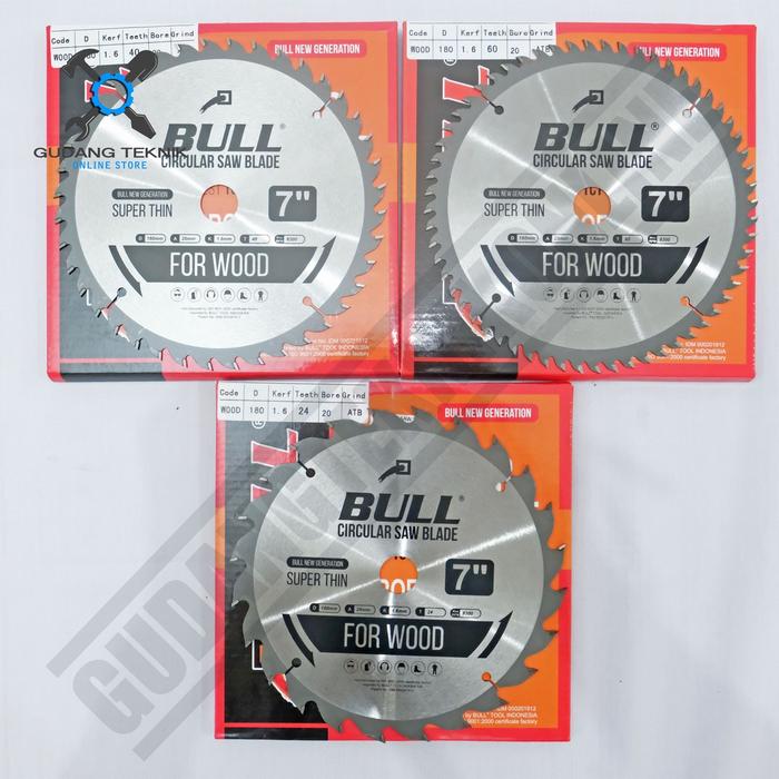 Mata Pisau Kayu Circular Saw BULL 7" 24T 40T 60T - Mata Gergaji Circle 7 Inch 24T 40T60T - Circular