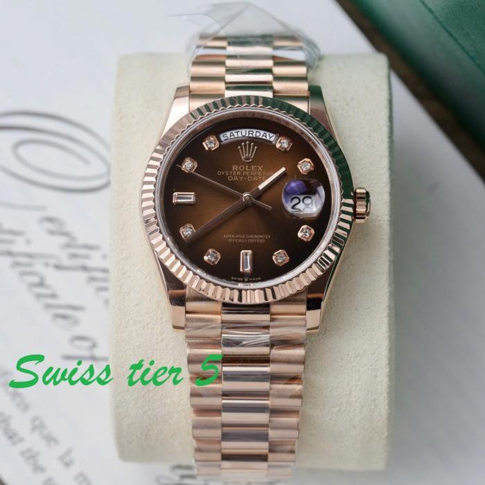 SWISS TIER 5RolexDay-Date Watches Gold Wrapped Chocolate Dial 36mm