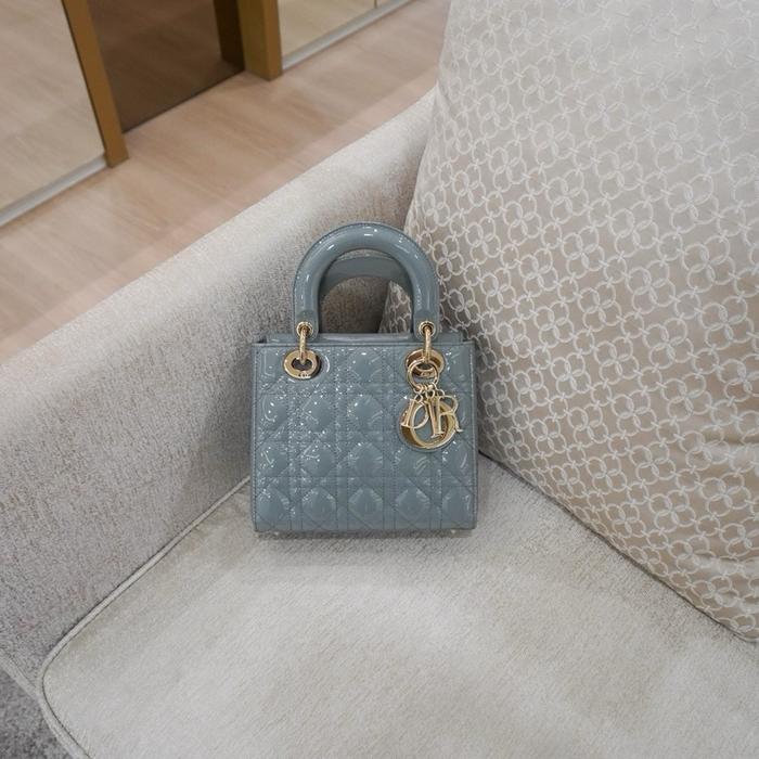 Dior Lady Dior Small Patent Grey 2022