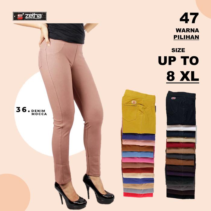 (COD) Celana Panjang Zetha Warna Denim Mocca / Celana Zetha Legging / Celana Kerja Kantor / Celana L