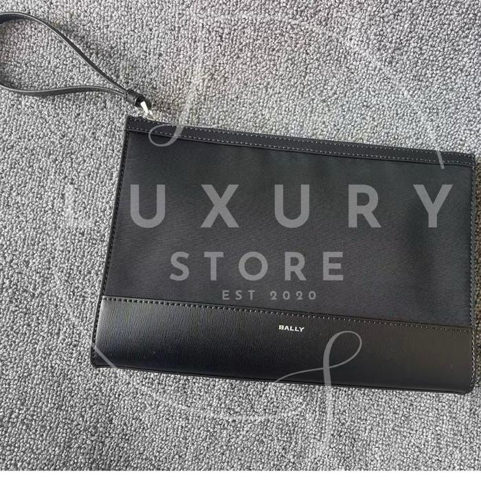 PRESTIGE BAG STORE Clutch Bally Fullblack Leather Handbag Man