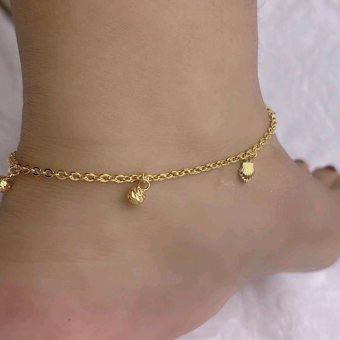 Gelang Kaki Wanita - Gelang kaki Titanium Lapis Emas
