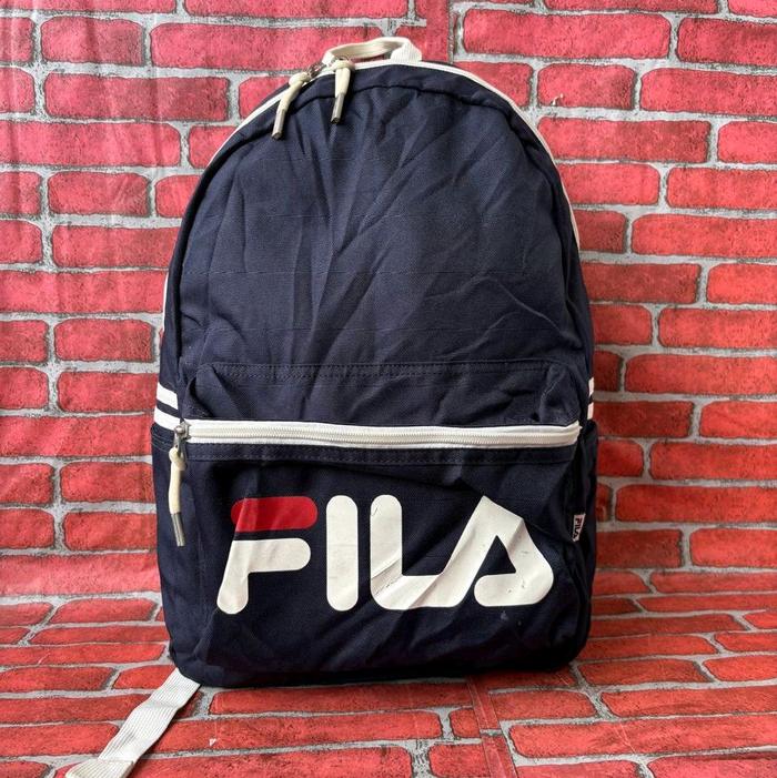 Tas Ransel  FILA Brand second 1mp0rt Hitam dengan Logo Besar dan Tali Bahu Nyaman untuk Sekolah dan 