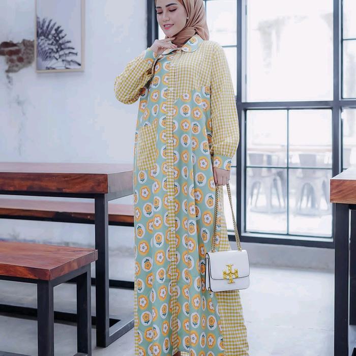 DRESS AYNUR bahan yanded mix printing