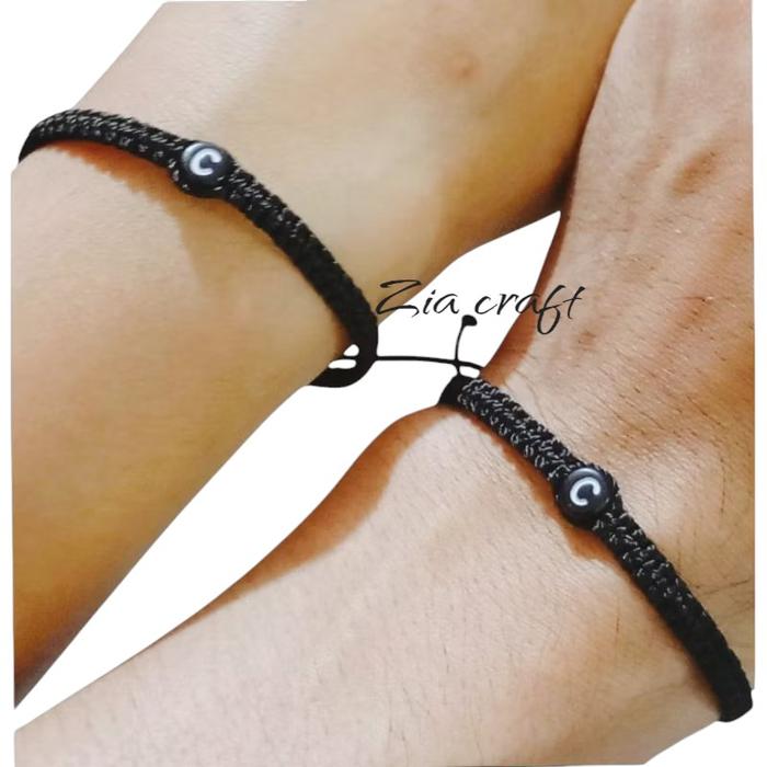 Gelang Inisial Huruf / gelang couple inisial huruf - Bracelets, gelang couple inisial tali anyaman E