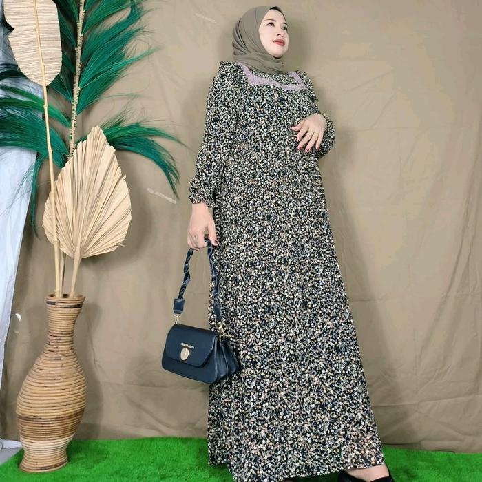 Gamis  Wanita Dewasa Bunga-bunga Gratias Citra Premium bahan Ceruty