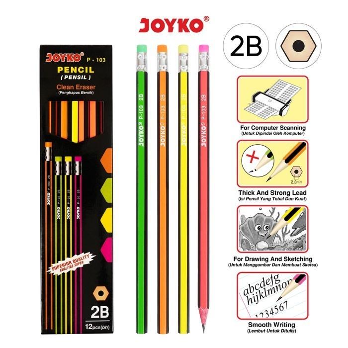 [ PACK ] Pensil Kayu Hitam / Pensil 2B - Joyko P-103 MURAH