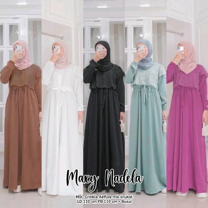 Gamis Viral Tiktok  Maxy Nadela Gamis Crinkel Nurah Airflow Crinkle Muslim Wanita Cantik Dress Kafta