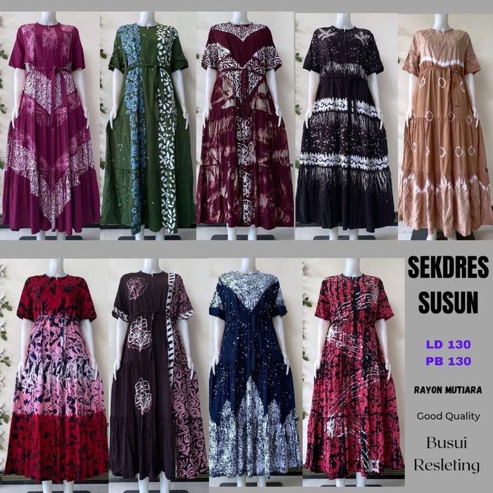 Homedress Super Jumbo Ld 130 sekdress Susun Rayon Mutiara