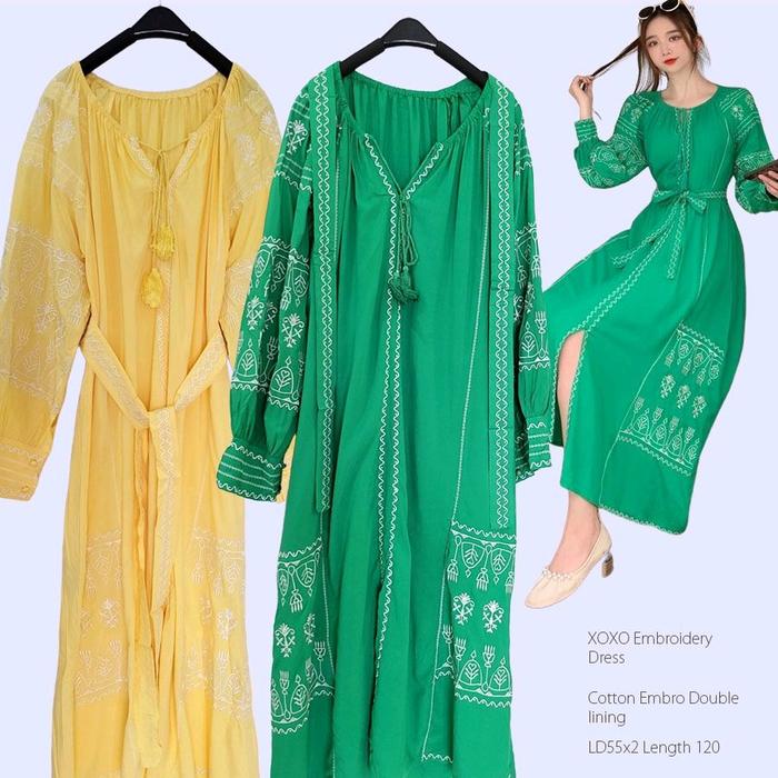 XOXO EMBROIDERY DRESS Gamis Muslim Wanita Dewasa Remaja motif sesuai foto