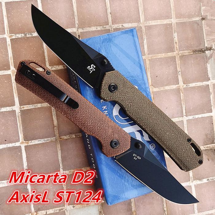 Sitivien Deep Carry ST124 D2 Ball Bearing AxisL Folding Micarta G10