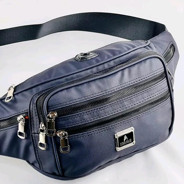 Tas Waist Bag Polo Amstar, Tas WB, Tas Selempang, Tas Pinggang, Tas keren, Tas Pria Hitam Navy Kanva