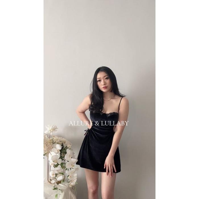 ALLUREANDLULLABY Premium Velvet Beludru Sexy Lingerie Dress Hot G String Sleepwear Pakaian Dalam Lin