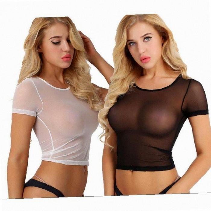 Minji Atasan Transparan Crop Top Tile Sexy Elastis Baju Dinas Malam 104 | Kekinian