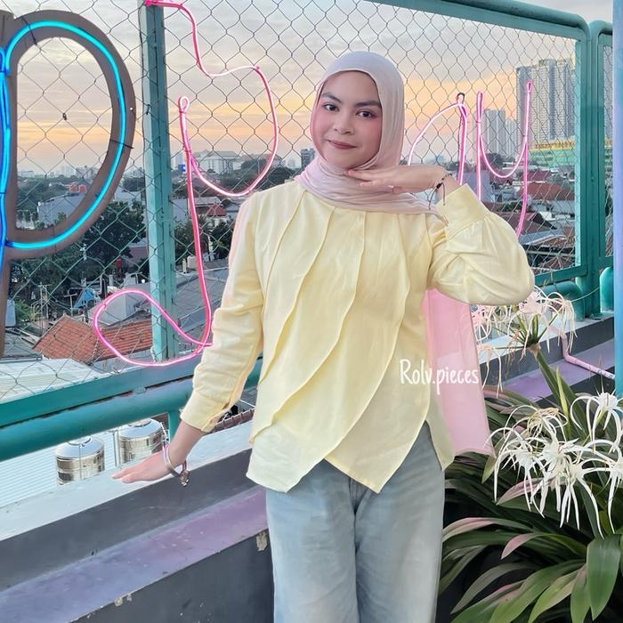 Kaluna Blouse Atasan Linen Kekinian Wanita Lengan Panjang Premium Rolv.pieces