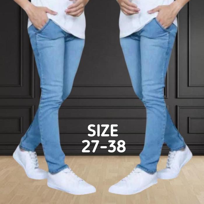 Eljes Celana Jeans Pria Bahan Streach Melar Slimfit/Pensil Panjang Cowok