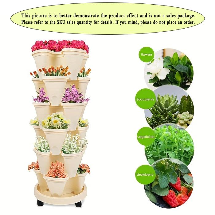 Vertical Plantation Tower Style Garden, Stackable Herb Garden Plantation, Vegetable Planting Pot, Pe