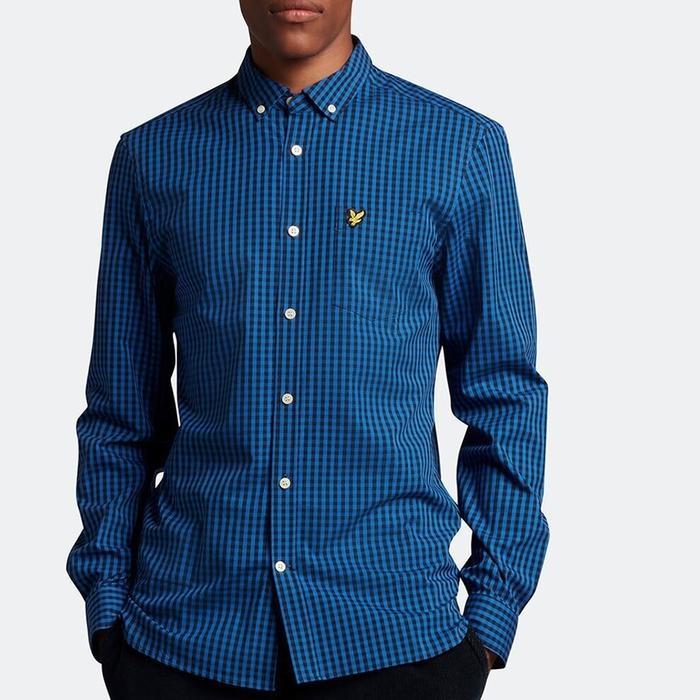 Lyle and Scott Long Sleeve Gingham Shirt Blue Original