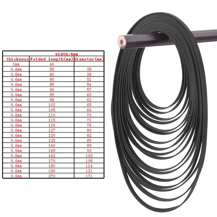 4mm Width Universal Cassette Tape Machine Belts Assorted Common Flat Rubber Belt for CD DVD Recorder