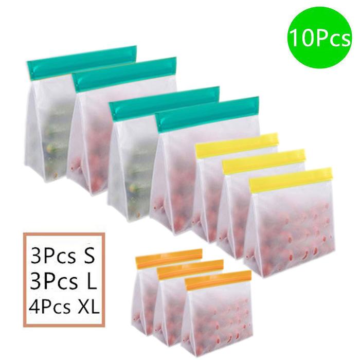 4-10Pcs/Set Stand Up Food Storage Bag Reusable Freezer Sandwich