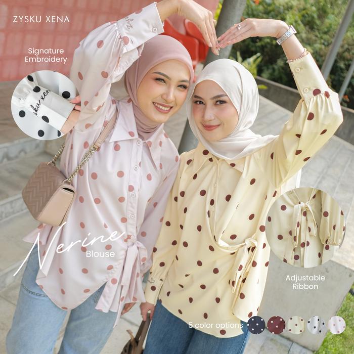 Zysku Xena | Nerine Blouse - 5 Warna | Atasan Kemeja Polkadot Casual