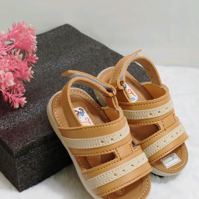 Sandal vierra anak laki-laki perempuan motif garis variasi dan bunyi suara cit"cit variasi warna hit