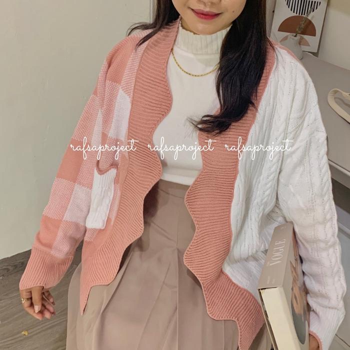 Shein ruffle kawai knitted korean sweater cardigan by Rafsa project