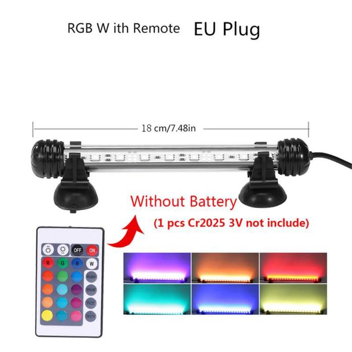 RGB Aquarium Light 18cm Remote Control Diving Lamp Colorful Lamp Lamp