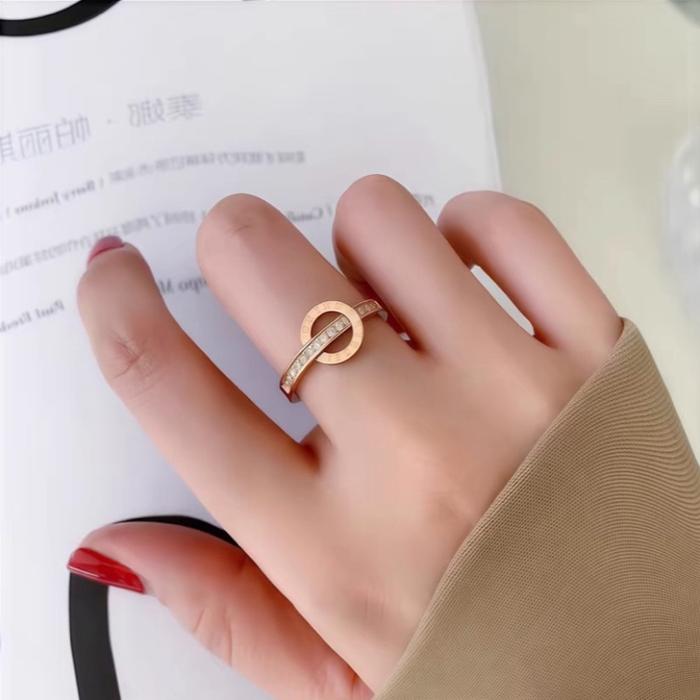 Cincin Titanium Wanita Ring Cristal Bulgari Mewah Best Seller Originak Korean Style - Model Terbaru 