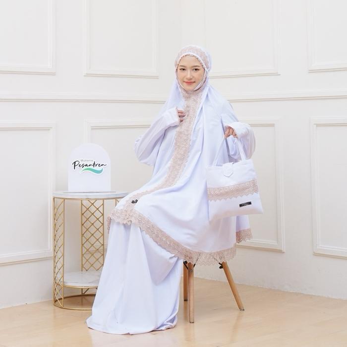 Terlaris Mukena Haji Umroh Mukena Potongan Berlengan Full Renda Katun Motif Mumtaza Mewah Nyaman Mus