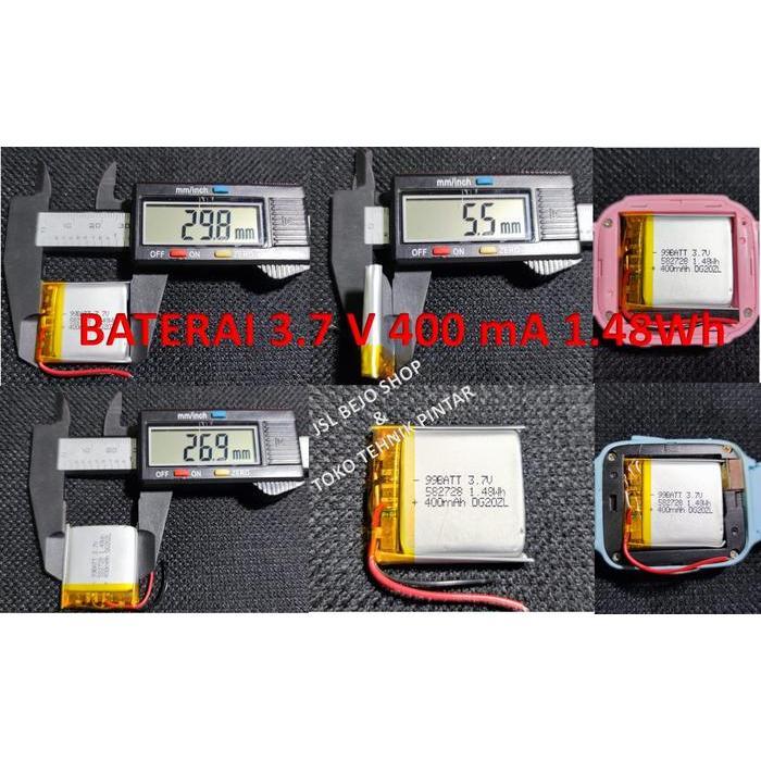 (EM) Baterai jam GPS tracker Baterai Lithium Li-ion Mini Portable 3.7 v 400