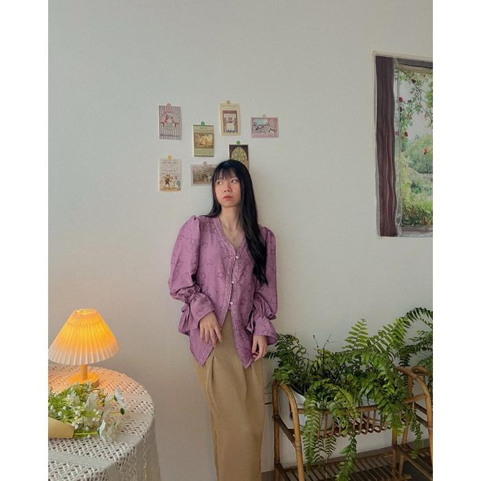 New Kanon - Ezra Kebaya Blouse - Blouse Kebaya Modern Motif Bordir Bunga