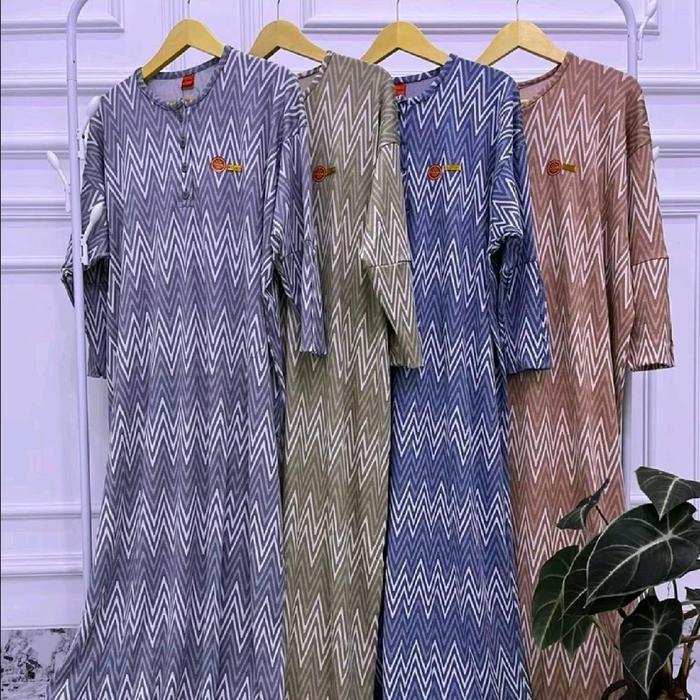 GAMIS INARA MOTIF ZIGZAG BAHAN KAOS KNIT FULL KATUN IMPORT/GAMIS CASUAL TERBARU/VIRAL/MURAH/KEKINIAN