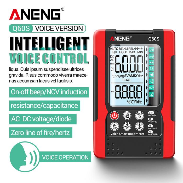ANENG Q60S Digital Voice  6000 Counts Smart Multimeter Transistor