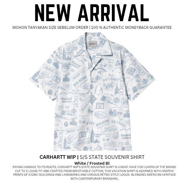 Carhartt WIP | S/S State Souvenir Shirt White / Frosted Bl Kemeja Pria Original 100%