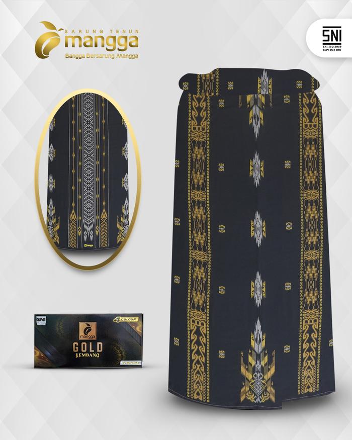 Sarung Mangga Gold Kembang 4 Warna Hitam Kuning GKE03