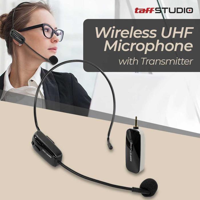 Microphone Imam Masjid Tanpa Kabel Wireless UHF Call Center Mic with Transmitter Microphone Telinga 