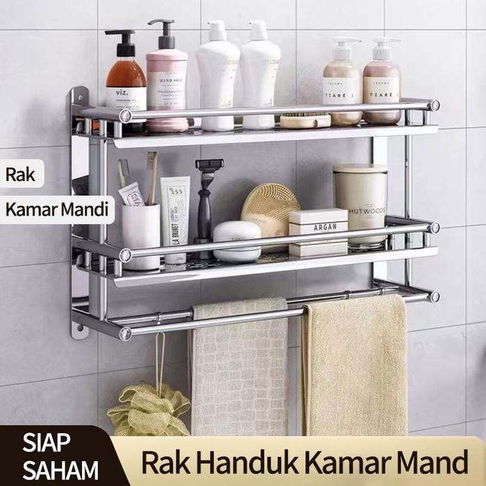 ASLI Rak Handuk Gantungan Dinding Stainless Steel Rak Dinding Rak Bumbu Dapur Stainless Steel Rak Ha
