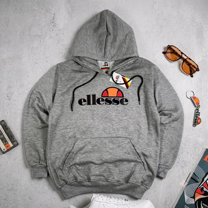 Ellesse Hudy Elliiise Keren Jaket Hoodie Pria Wanita Hitam Abu-abu
