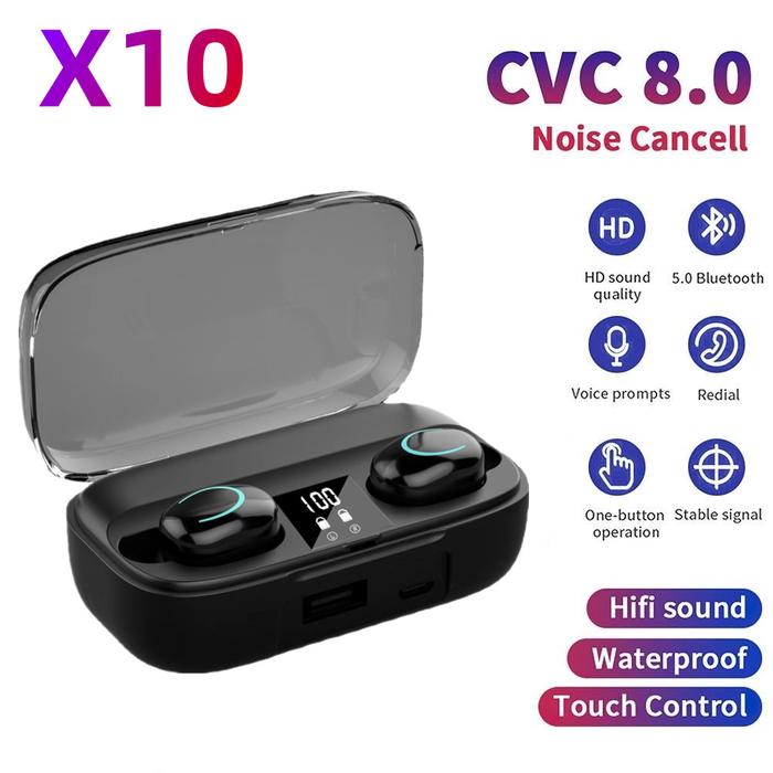 NEW X10 TWS Fone Bluetooth Headphone with Mic LED Display Earbuds