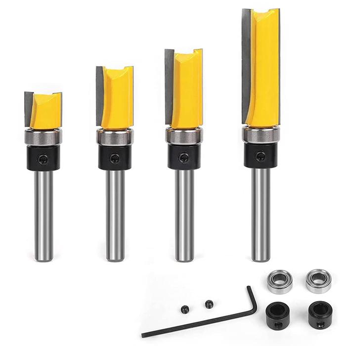 Flush Trim Router Bit Set,1/4 Inch Shank Bearing Flush Trim Bits