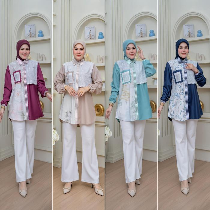 BLOUSE kemeja katun jepang original motif printing terbaru Rubama