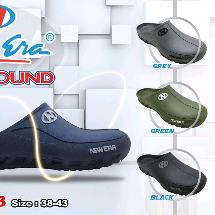Sepatu selop new era cowok MB 6043 bahan karet
