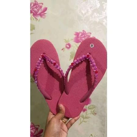 Sandal Bali Mote Manik-Manik Karet Jepit Termurah - Sendal Wanita