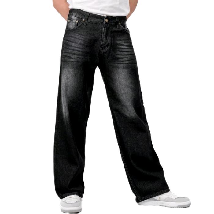 celana jeans feding bagus dan cocok buat cowo Panjang Hitam Denim Cutbray Dewasa jnco
