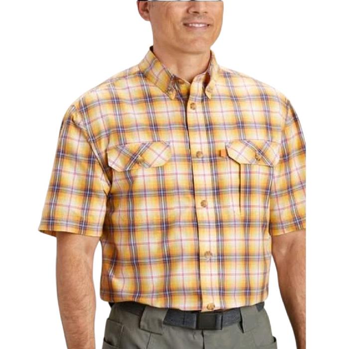 Kemeja Pria Tangan Pendek. Merek.Duluth Bahan. Polyester. Warna. Kuning Ukuran. (L) Lebar dada 64cm