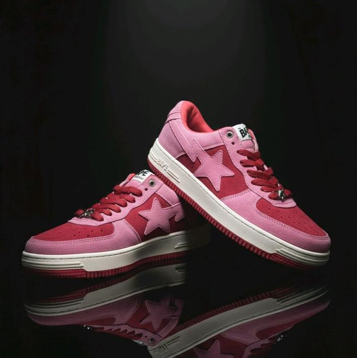 Sepatu Sneakers Bape Bapesta Pink Suede (Size 44)