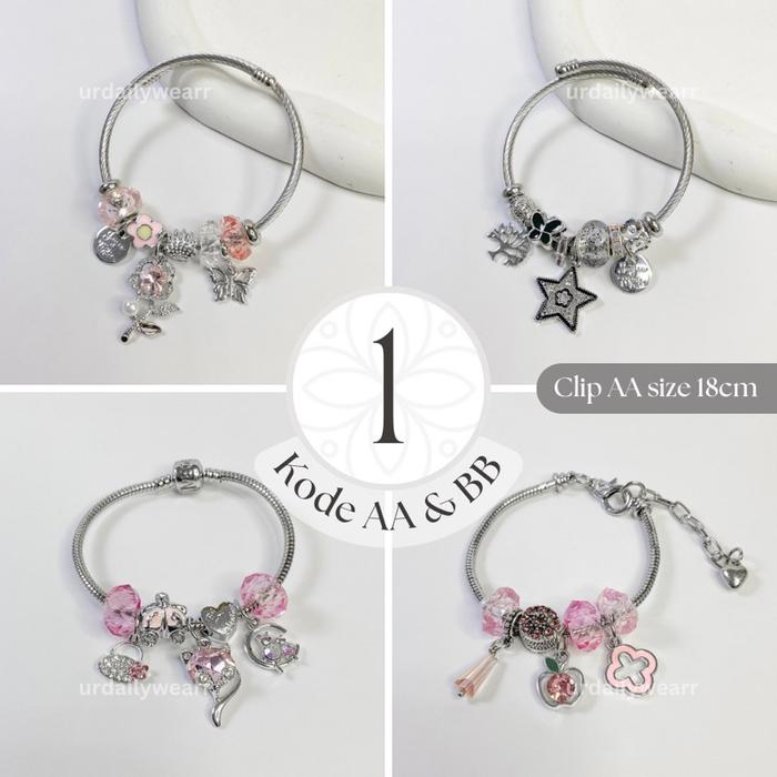 Gelang Tangan Rantai Wanita Pandora Bracelet Charms Serut Bangle Klip Titanium Asli Original Viral K