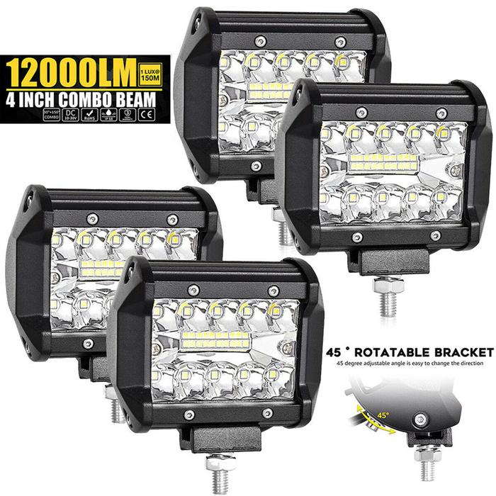 2/4PCS 60W 4INCH 20LED Waterproof Work Light LED Light Bars Spot